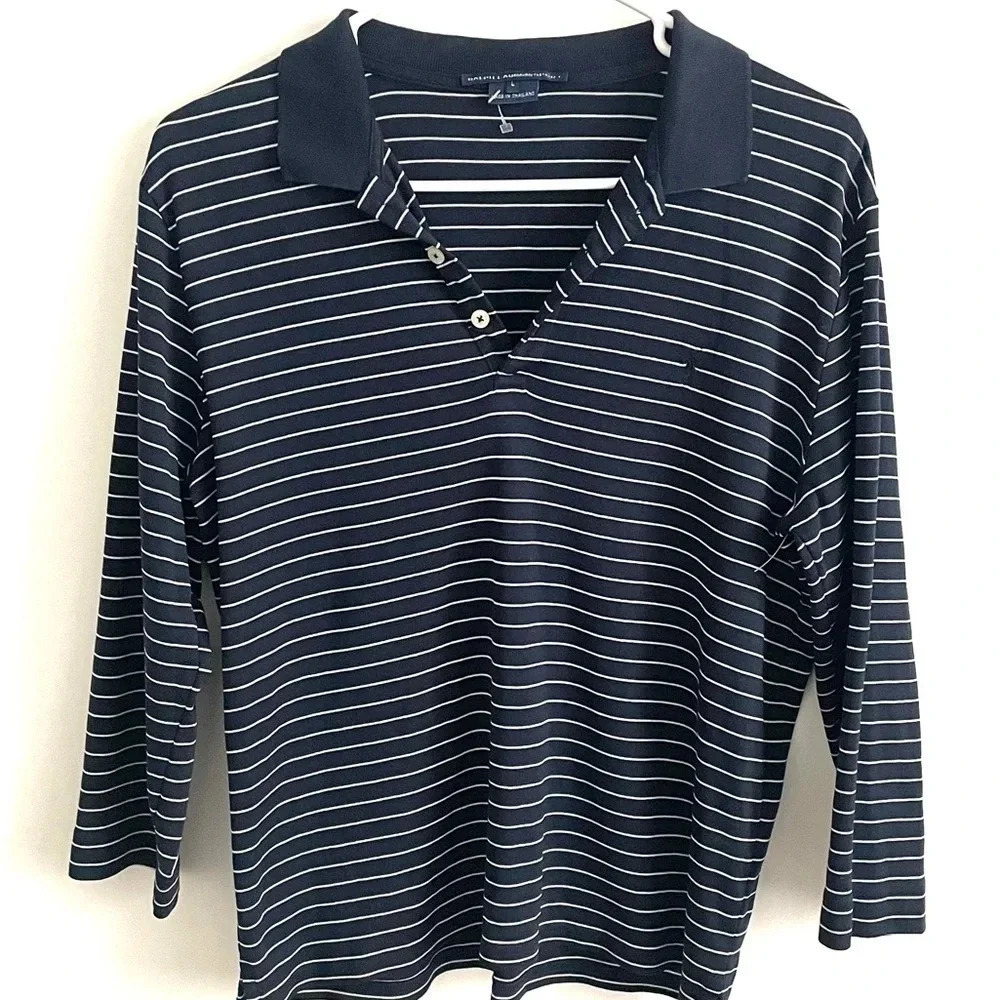 Ralph Lauren Sport men’s stripped navy collar polo shirt L